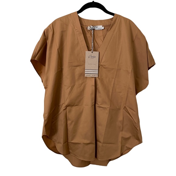 DEVOTION TWINS Cotton Blouse in Camel Sz Small NWT - Picture 1 of 4